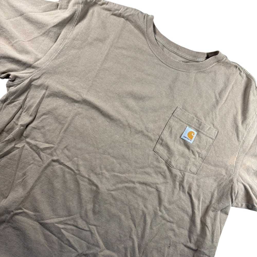 Carhartt Pocket T-Shirt Mens XL Tan Loose Fit Short Sleeve Tee Workwear Earth